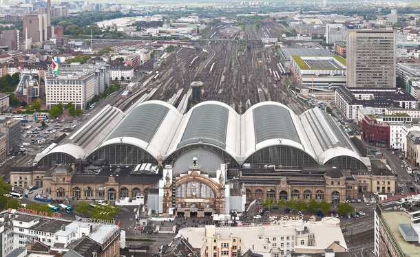 The front faade of Frankfurt Central Station undergoing reconstruction  by Thomas Wolf