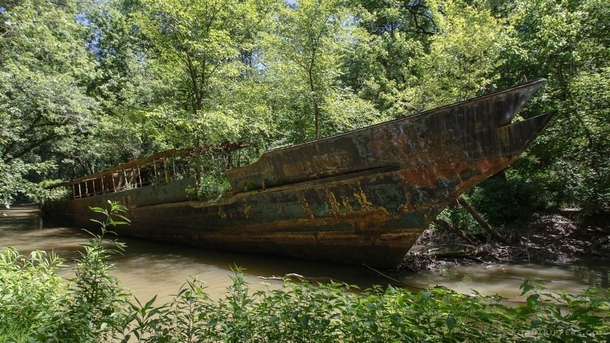 The Ghost Ship Circle Line V just off the Ohio River in Cincinnati Ohio 