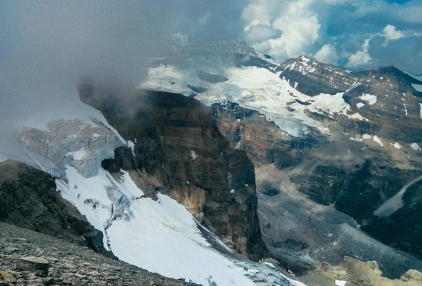 The glaciers around Lake Louise from the summit of Haddo Peak 