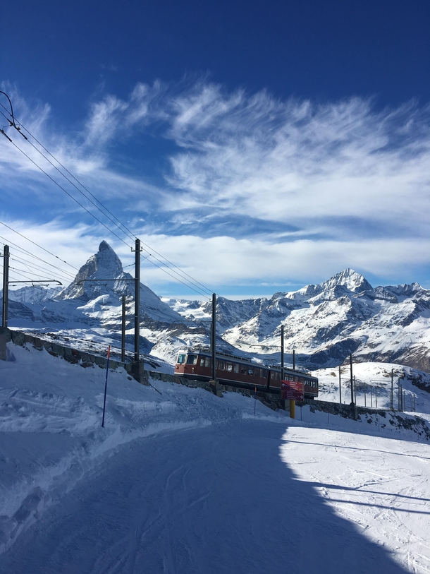The Gornergrat Bahn above Zermatt in Switzerland 