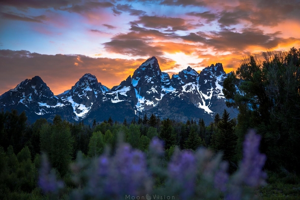 The Grand Tetons during a spectacle sunset 