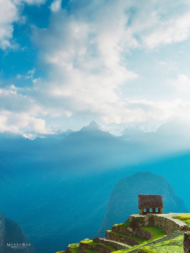 The Guardhouse overlooking Machu Picchu Peru 