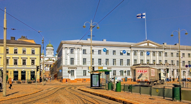 The Historic City Center in Helsinki Finland  