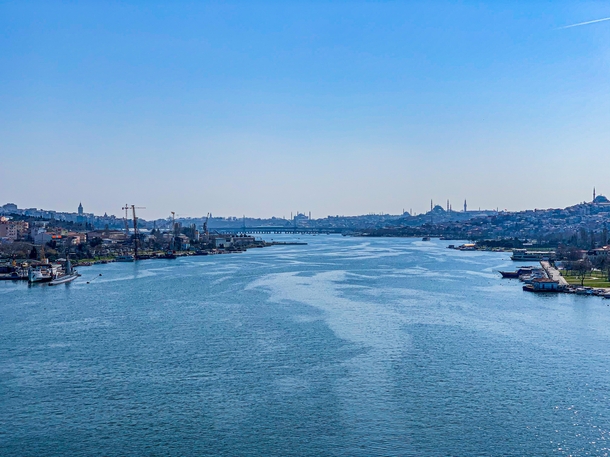 The Historic Skyline of stanbul from the Golden Horn D Expressway Bridge 