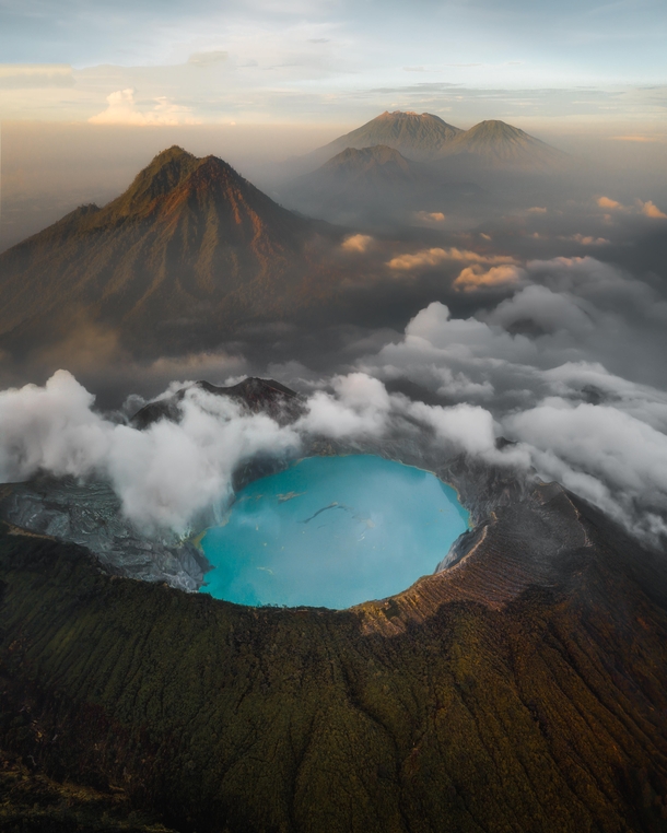The Ijen earth pimples during sunrise in East Java Indonesia 