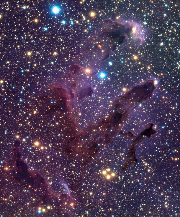 The Infrared images of M also known as Eagle nebula lies  light-years away in the constellation of Serpens Cauda Credit ESO