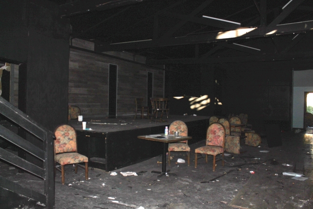 The inside of an abandoned bar that has since been torn down