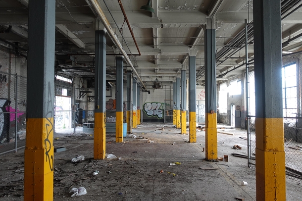 The inside of an old industrial space on Williamsburg waterfront NYC It was torn down this morning