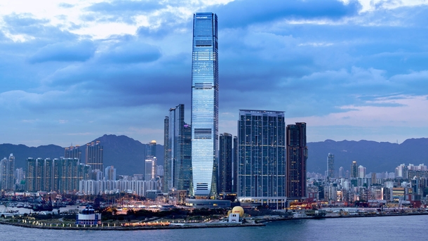 The International Commerce Centre is a -storey  m commercial skyscraper completed in  in Hong Kong 
