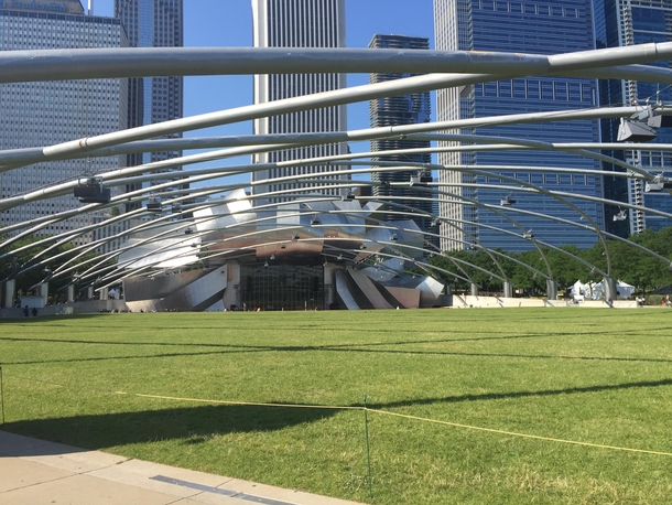 The Jay Pritzker Pavilion by Frank Gehry in Chicago is often overshadowed by its neighbor the Bean Pavilion pictured 