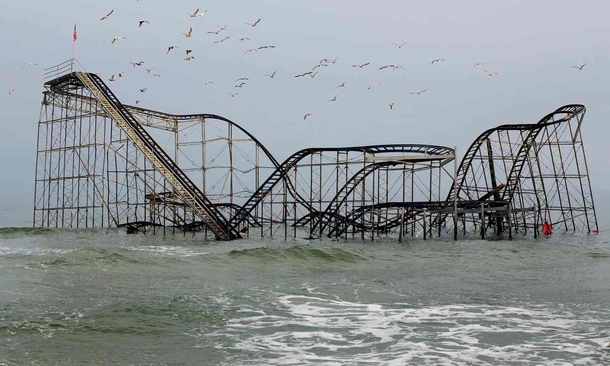 The Jet Star roller-coaster after Hurricane Sandy