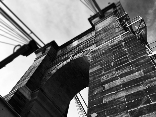 The John A Roebling suspensions bridge connecting Cincinnati OH and Covington KY built  x