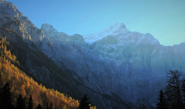 The large North Face of Triglav the highest mountain in the Julian Alps 