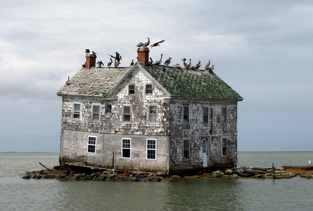 The last house on Holland Island Chesapeake Bay Maryland  