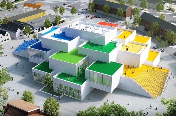 The LEGO House Billund Denmark Build to look like it was constructed of LEGO blocks