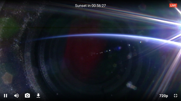 The lens of one of the HD cameras on the ISS a screenshot just before they cut the feed