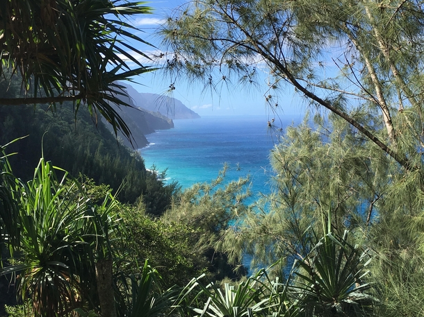 The luxuriant Na Pali Coast Hawaii  Taken from my iPhone s