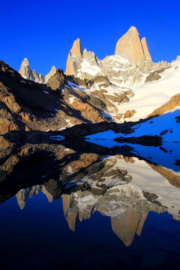 The majestic Fitz Roy twice in one picture Patagonia Argentina 