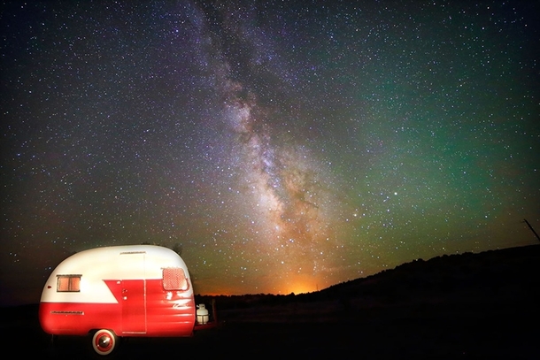 The Milky Way blazing above a camper at Lyman Lake in eastern Arizona