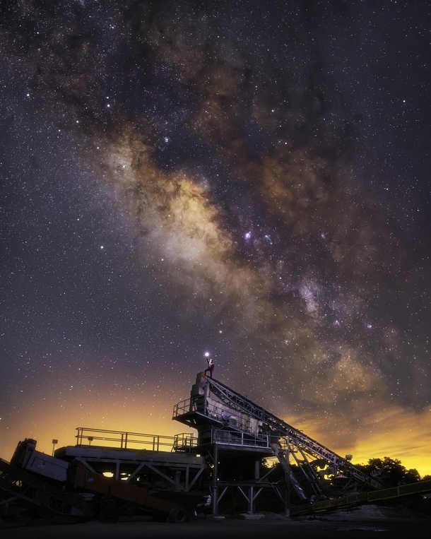 The Milky Way over a rock quarry in rural Ontario 