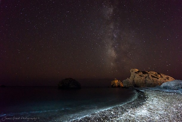 The Milky Way over Aphrodites Rock Cyprus 