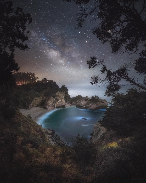 The Milky Way over McWay Falls in Big Sur California 