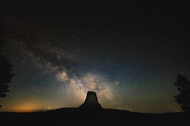 The Milky Way rising above Devils Tower WY 