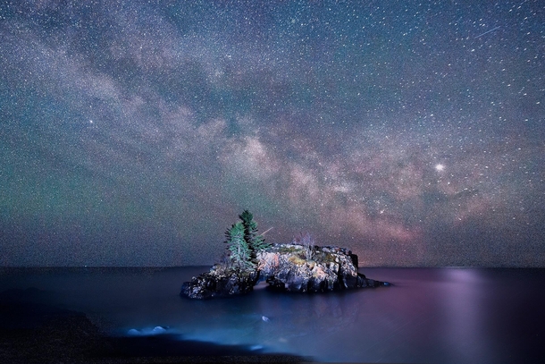 The milky way rising over hollow rock Minnesota 
