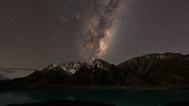 The Milky Way rising over Tasman Lake New Zealand 