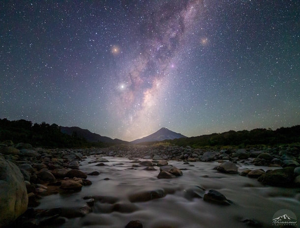 The Milky Way rising up over Mt Taranaki - New Zealand 