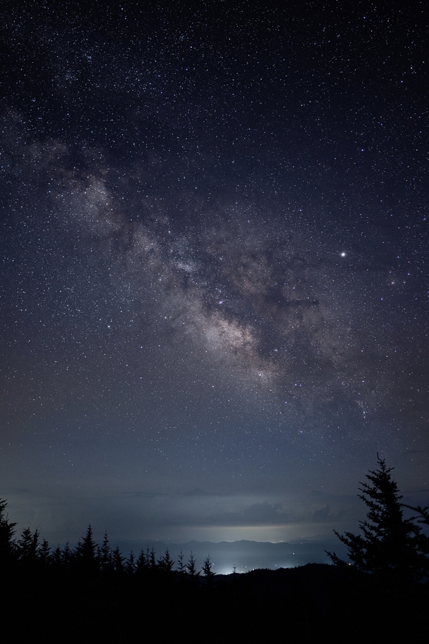 The Milky Way seen from the highest point in the Smoky Mountains 