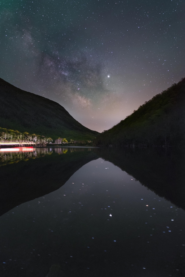 The Milky Way shining through Franconia Notch New Hampshire USA 