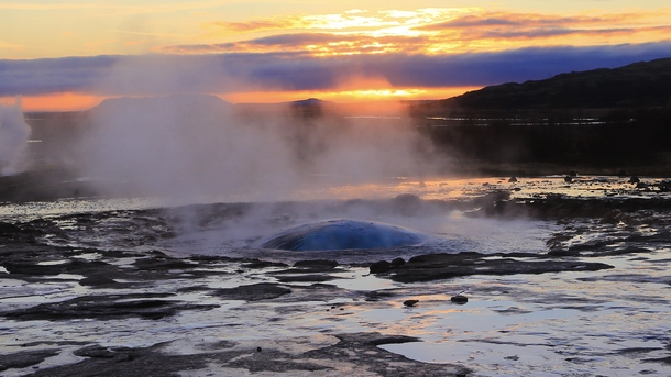 The moment of eruption of a geyser Geyser Iceland x OC