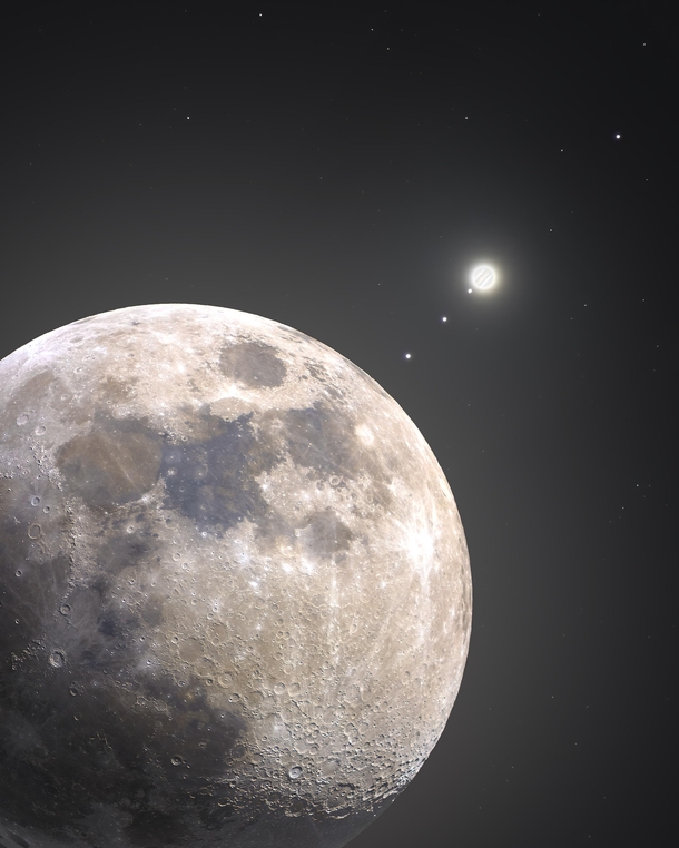 The Moon and Jupiter composite image