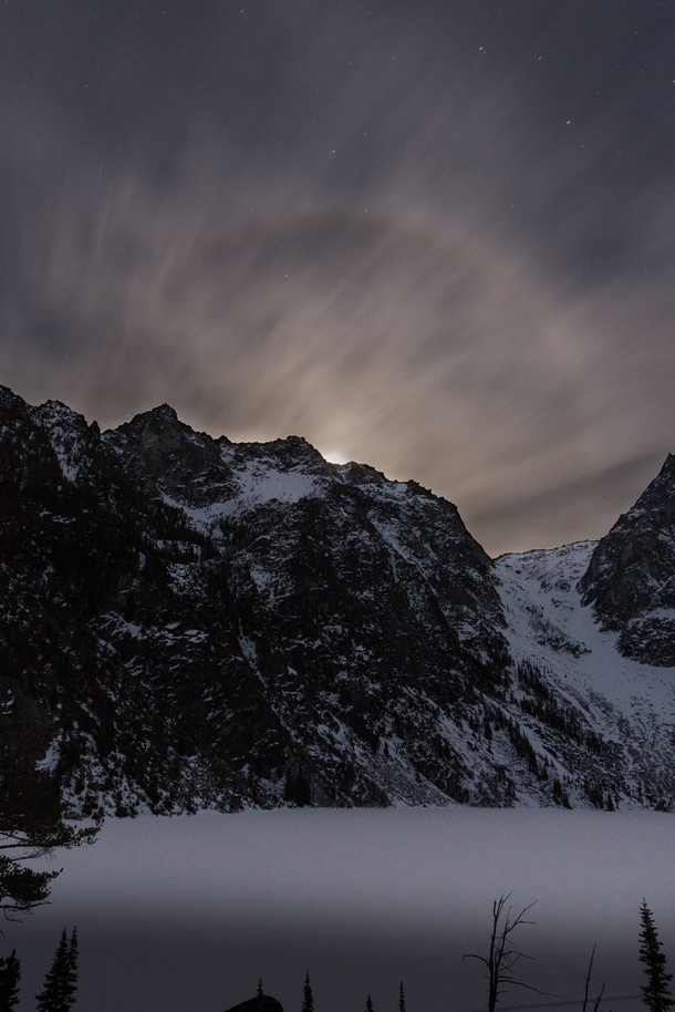 The moon rising next to Asgard Pass in the Enchantments WA Photo by Jason George 