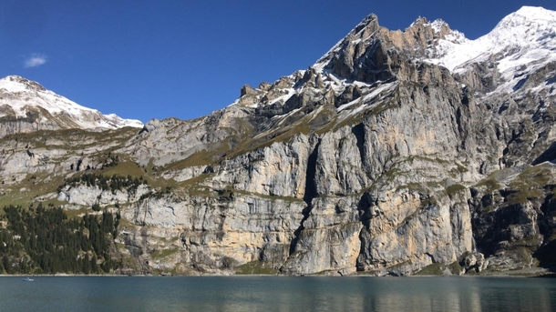 The Mountains Above Lake Oeschinen Switzerland 