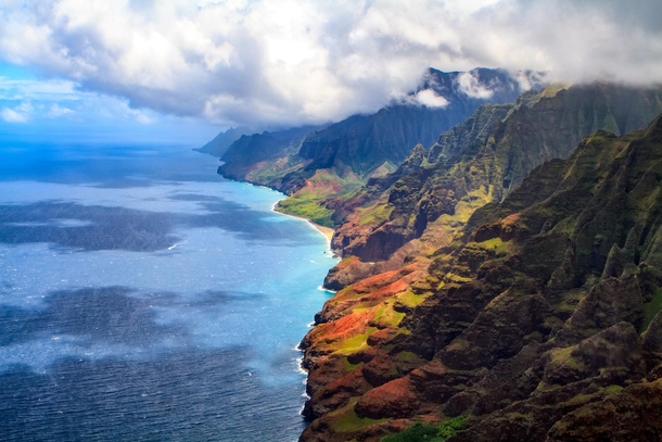 The N Pali Coast Kauai from the air 