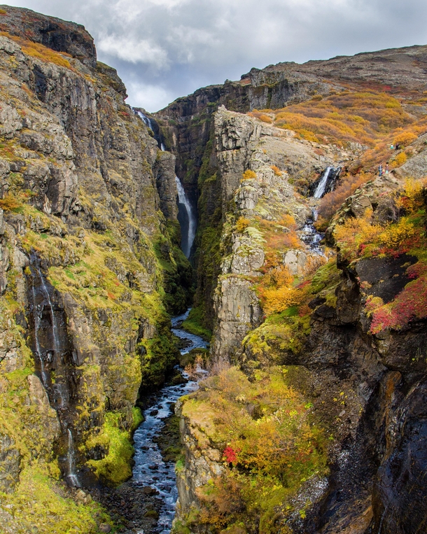 The narrow canyon at Glymur Iceland 