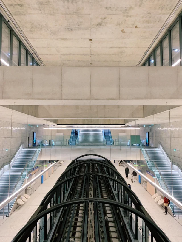 The newly opened Mairie de Saint Ouen metro station in Paris as part of the Grand Paris Express project