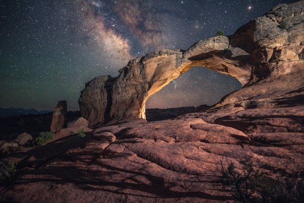 The not so broken Broken Arch at night - Arches National Park Utah  x