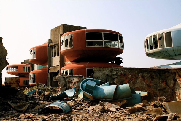 The now demolished UFO houses in Sanzhi Taiwan