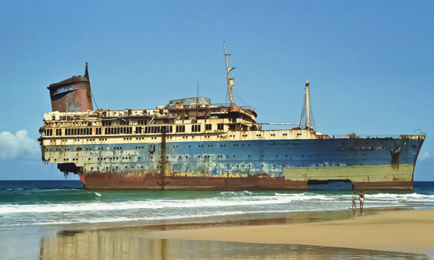 The ocean liner SS American Star the stern broke off and sank in 