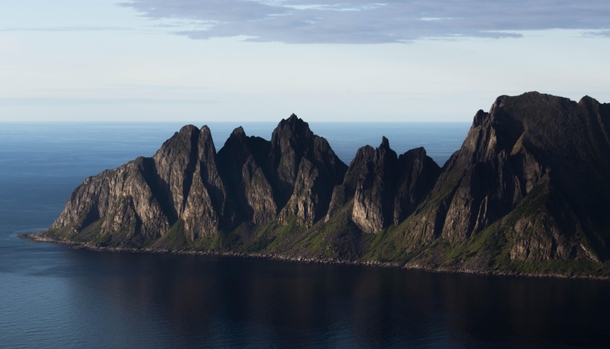 The Okshornan peaks also known as the Devils Jaw in Senja Norway 