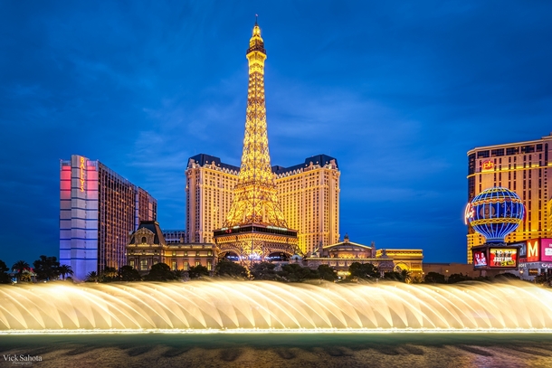 The Paris Las Vegas Hotel during Blue Hour in Nevada USA 
