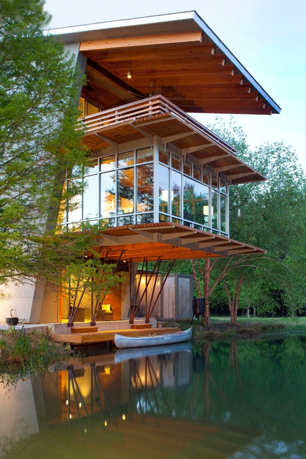 The Pond House at Ten Oaks Farm in Hammond Louisiana designed by Holly amp Smith Architects 