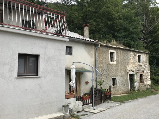 The right part of this house is long abandoned but someone still lives in the left part Seen in Croatia