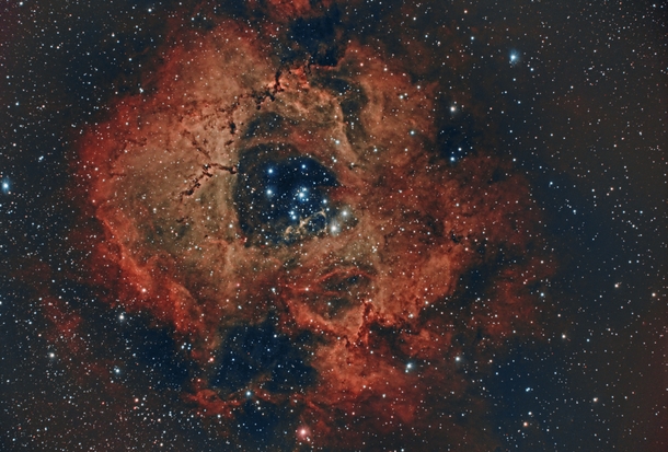The Rosette Nebula blooming through my -inch refractor from  light-years away 