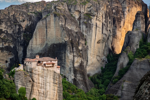 The Rousanou Monastery above Meteora Greece It took its present form in the early th century by the monks and brothers Ioasaf and Maxim from Ioannina 