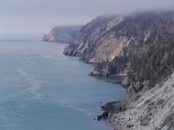 The rugged shoreline and tall cliffs of Cape Chignecto NS along the Bay of Fundy 