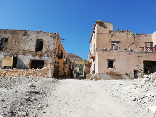 The ruins of the town poggioreal wich was destroyed by an earthquake in 